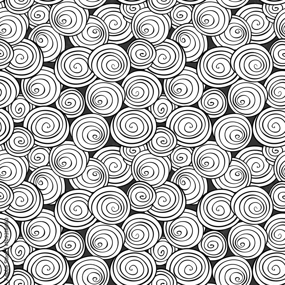Abstract spiral background. Monochrome Vector seamless pattern. Abstract spiral background. Monochrome Vector seamless pattern.