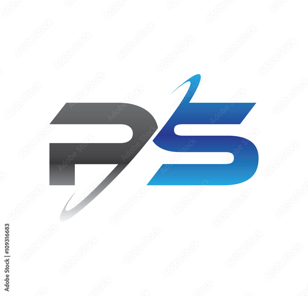ps initial logo with double swoosh blue and grey ps initial logo with double swoosh blue and grey