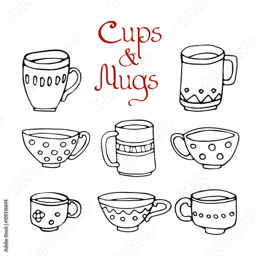 set of 8 cute mugs and cups