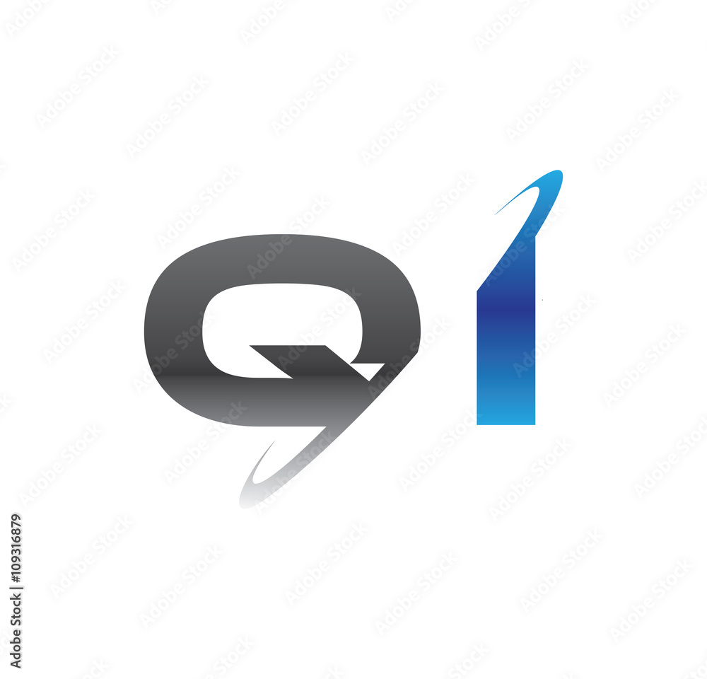 qi initial logo with double swoosh blue and grey qi initial logo with double swoosh blue and grey