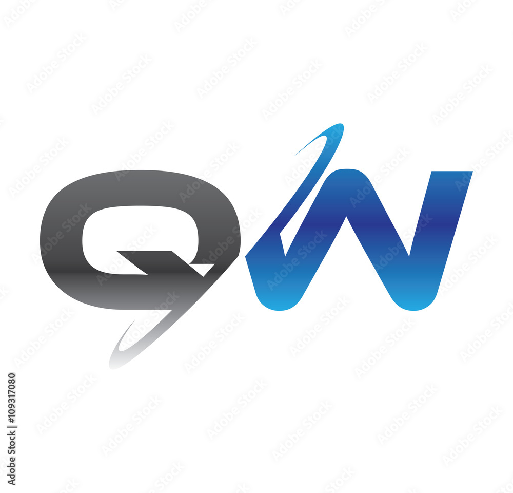 qw initial logo with double swoosh blue and grey qw initial logo with double swoosh blue and grey