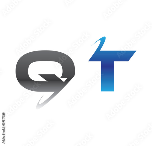 Free Download qt initial logo with double swoosh blue and grey - GFXLoad