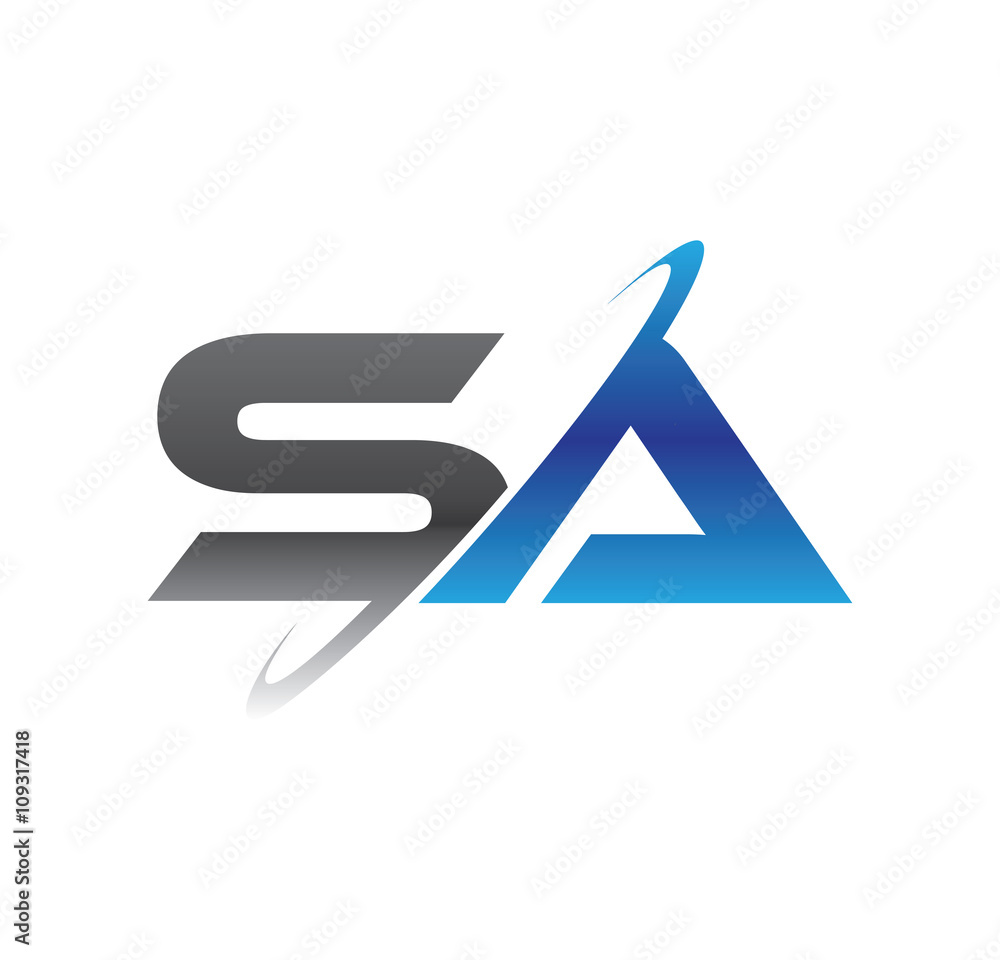 sa initial logo with double swoosh blue and grey sa initial logo with double swoosh blue and grey