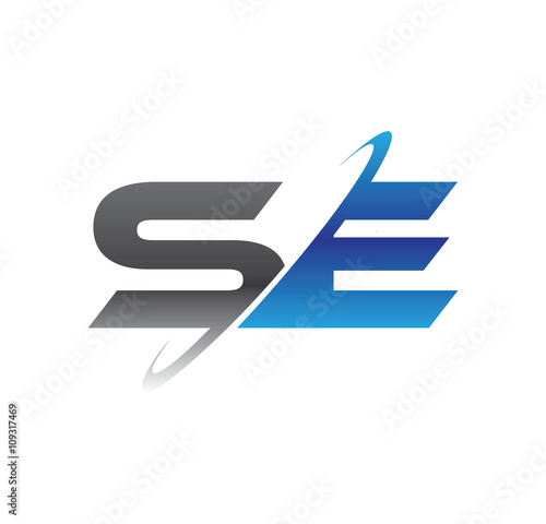 se initial logo with double swoosh blue and grey