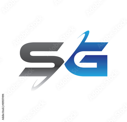 sg initial logo with double swoosh blue and grey