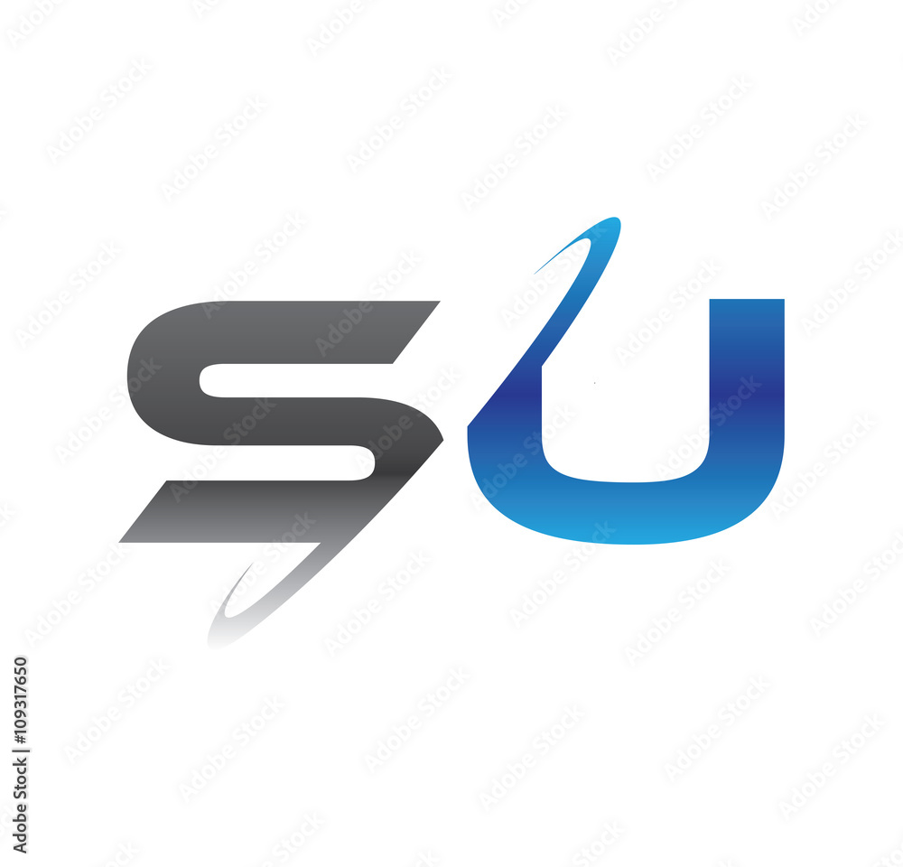 su initial logo with double swoosh blue and grey su initial logo with double swoosh blue and grey