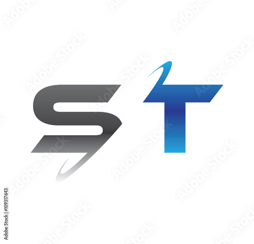 Free Download st initial logo with double swoosh blue and grey - GFXLoad