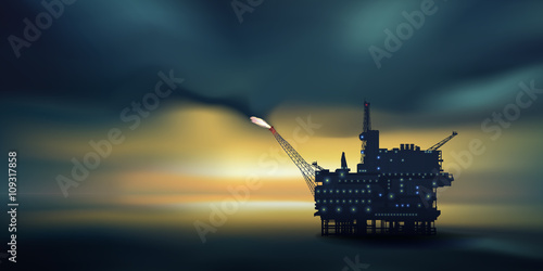 Plateforme pétrolière - crépuscule