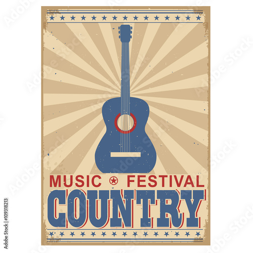  Country music festival background with text.Vector isolated on