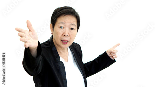 Asian senior manager business woman shouting and angry abstract photo