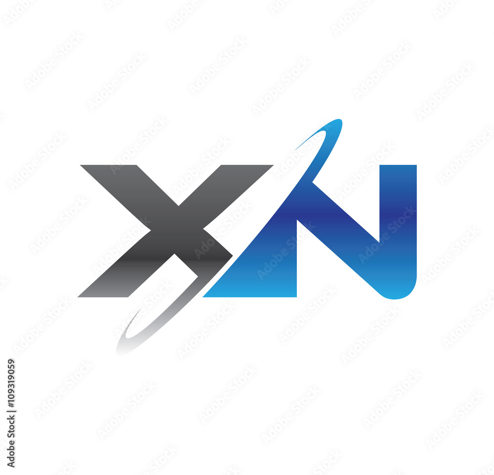 xn initial logo with double swoosh blue and grey xn initial logo with double swoosh blue and grey