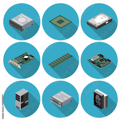 flat icons computer components