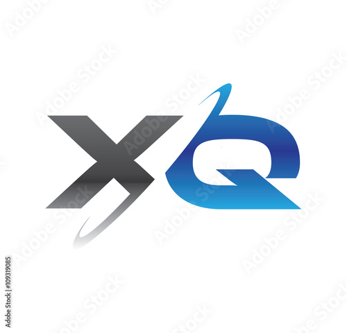 Free Download xq initial logo with double swoosh blue and grey - GFXLoad