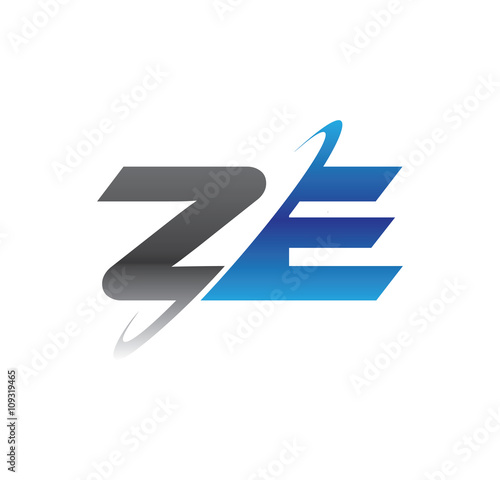 Free Download ze initial logo with double swoosh blue and grey - GFXLoad
