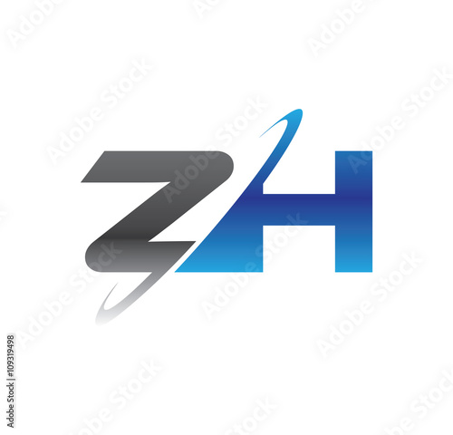 Free Download zh initial logo with double swoosh blue and grey - GFXLoad