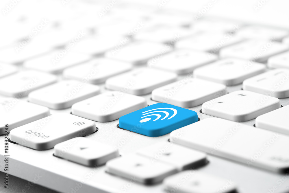 Wifi & Internet business icon on computer keyboard Wifi & Internet business icon on computer keyboard
