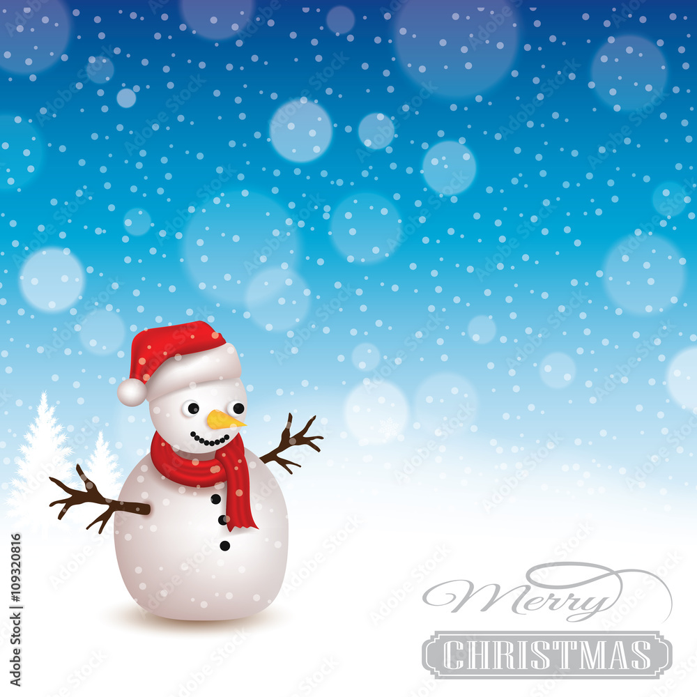 Merry christmas with snowman concept