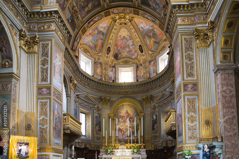 ROME, ITALY - APRIL 8, 2016: Interior of the San Marcello al Corso church, 18th century