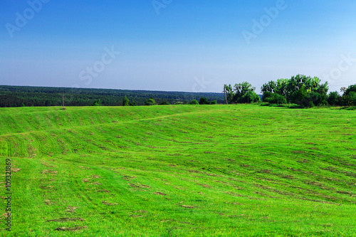 Green Field and Beautiful Sunset