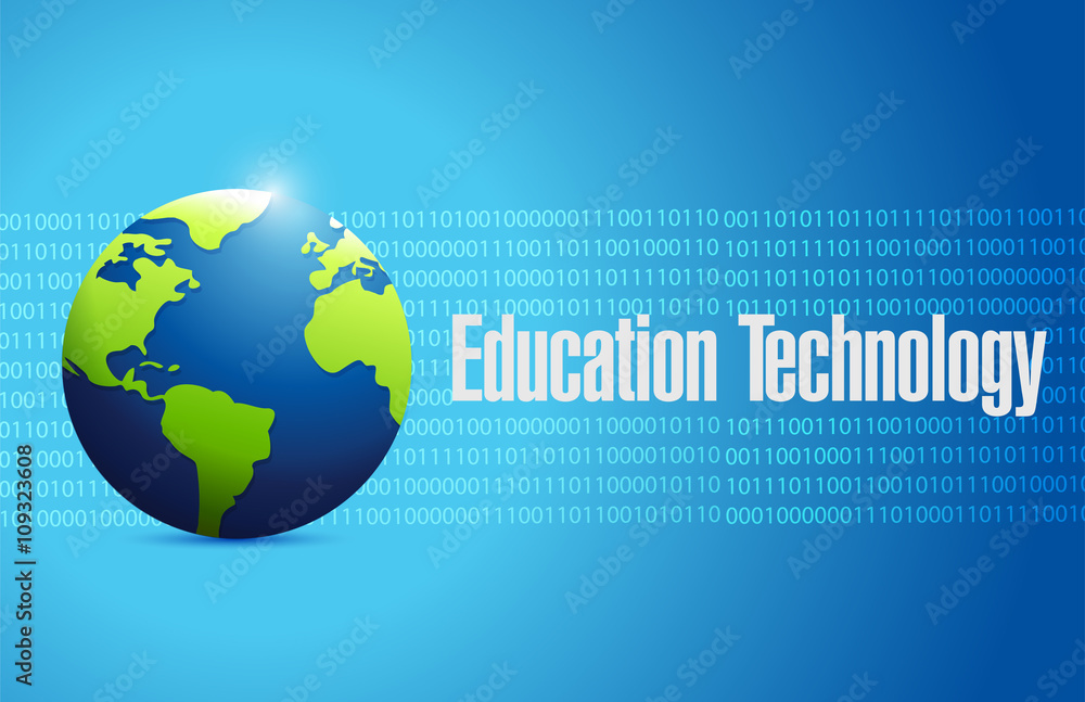 education technology binary background sign education technology binary background sign