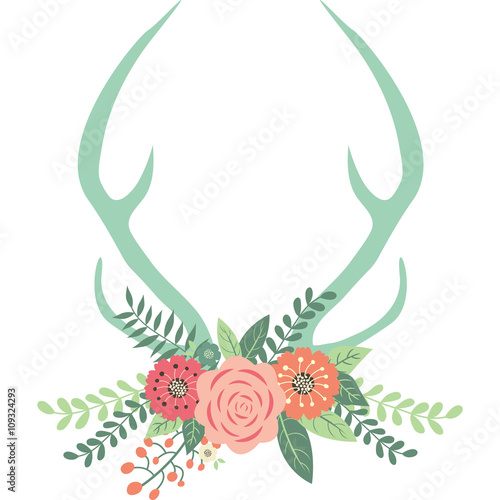 Deer Antlers with Flowers