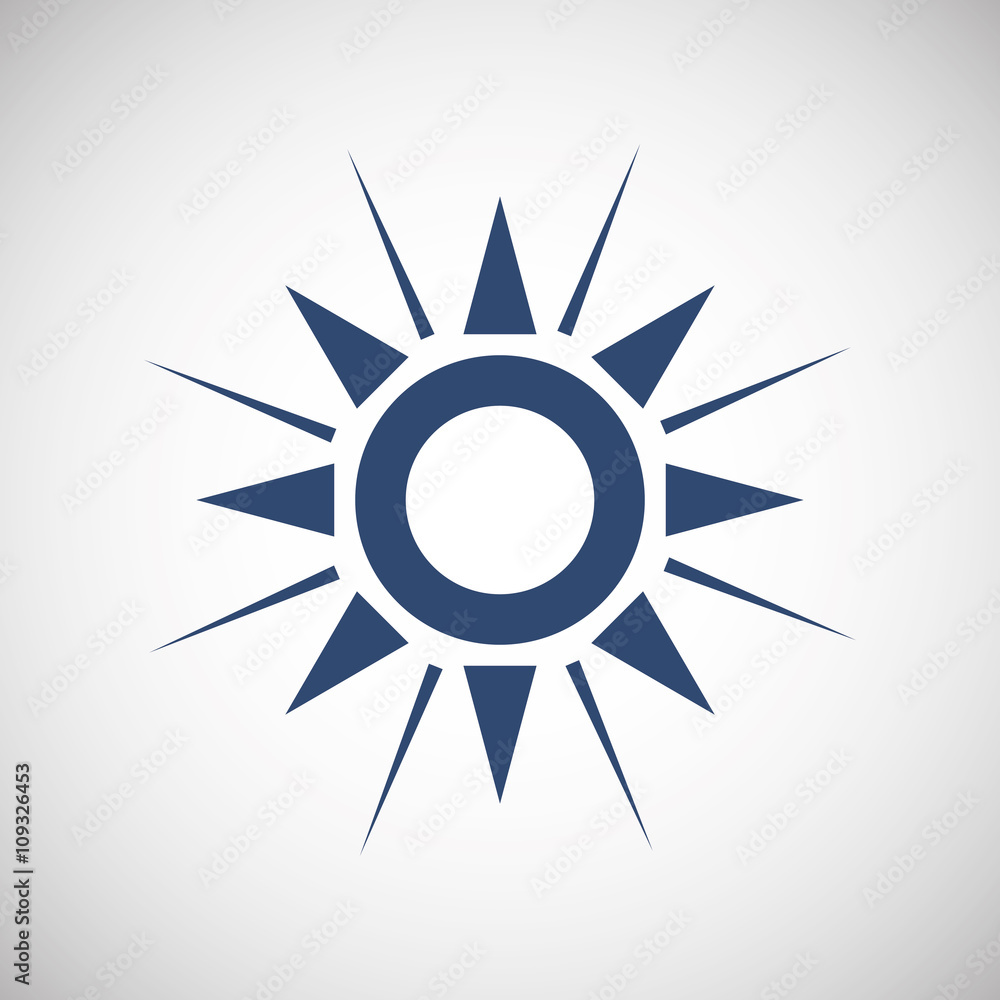 blue sun design. abstract icon. summer concept