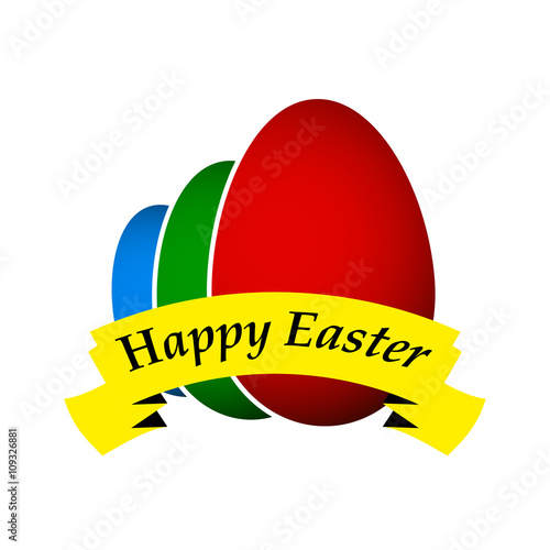 Colorfull eggs with ribbon Happy easter