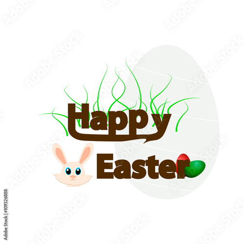 White happy easter background with bunny