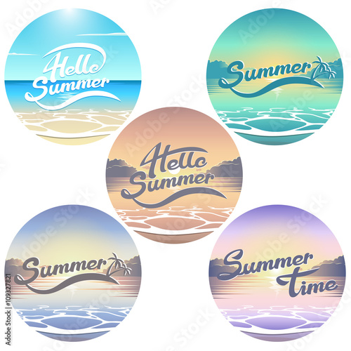 Summer beach emblems