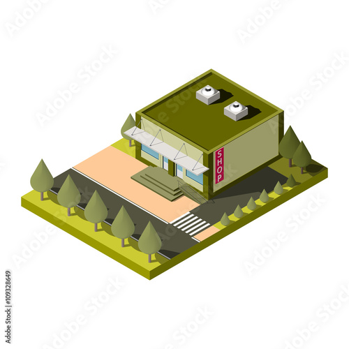 Vector isolated isometric shop building icon. EPS 10