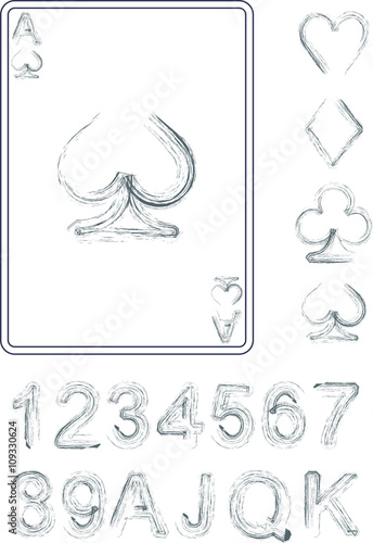 Playing cards numbers vector template