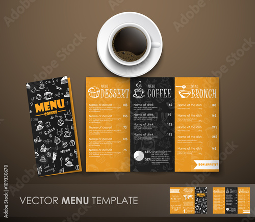 The mockup of the coffee menu with a cup of coffee