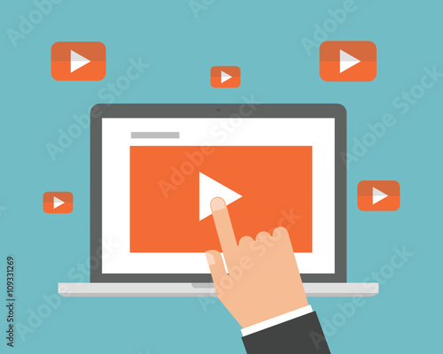 business on line video marketing content concept.flat vector. background.marketing online