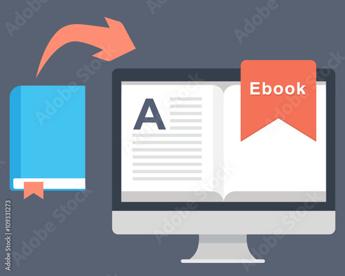 Book to Ebook - flat design vector illustration