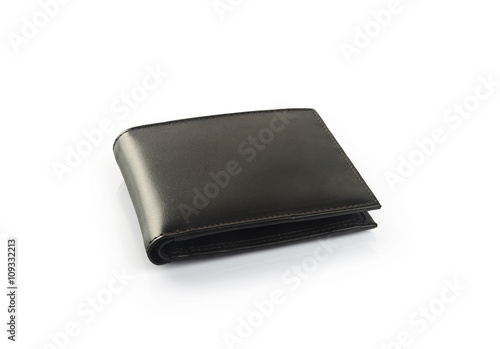 Men's Black Leather Wallet Isolated on White