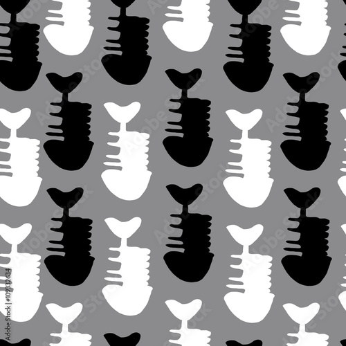 seamless pattern of fish, skeleton