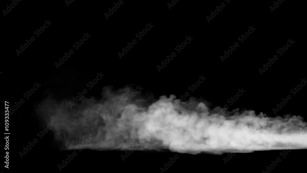 Jet of white smoke billowing across black Jet of white smoke billowing across black