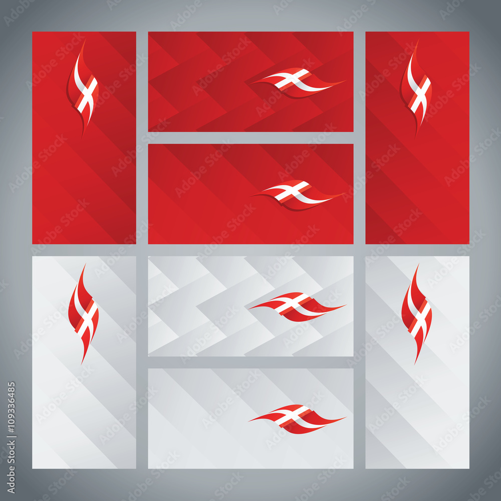 Obraz premium Denmark flag ribbon logo abstract card cover background