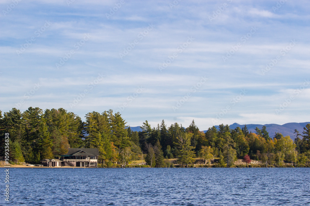 Fototapeta premium Mirror lake in Lake Placid, New York.