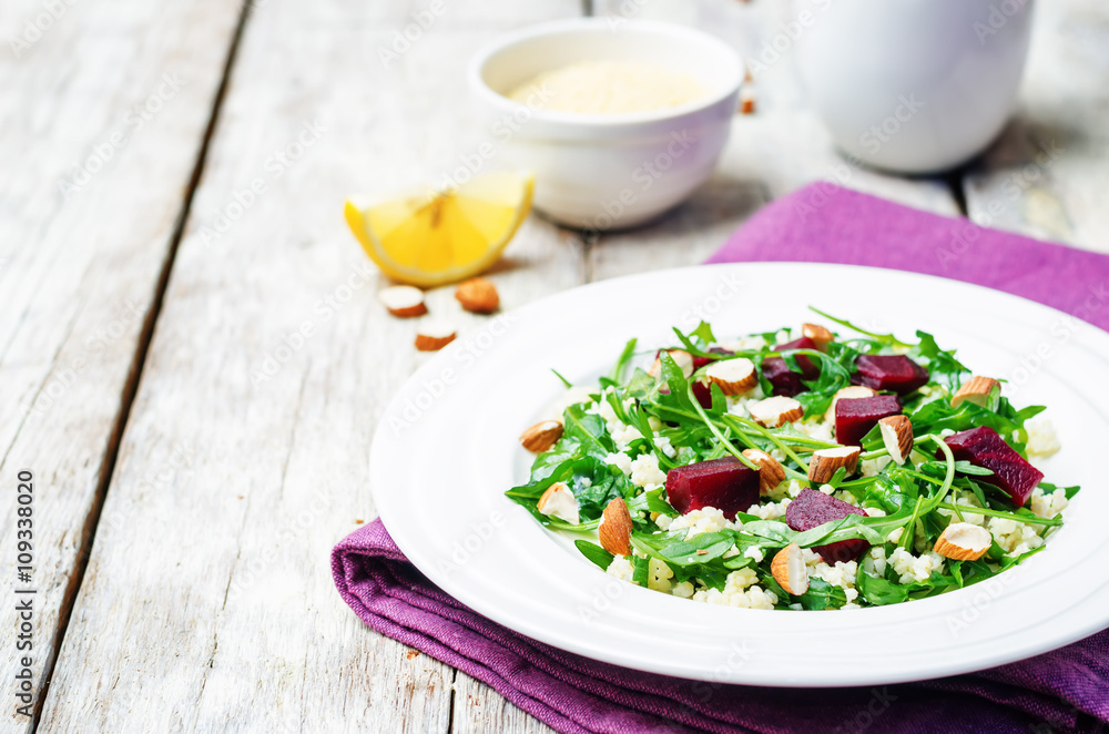 beet millet almonds arugula salad beet millet almonds arugula salad