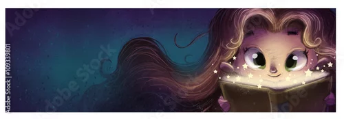 Obraz dziewczyna z magiczną książką