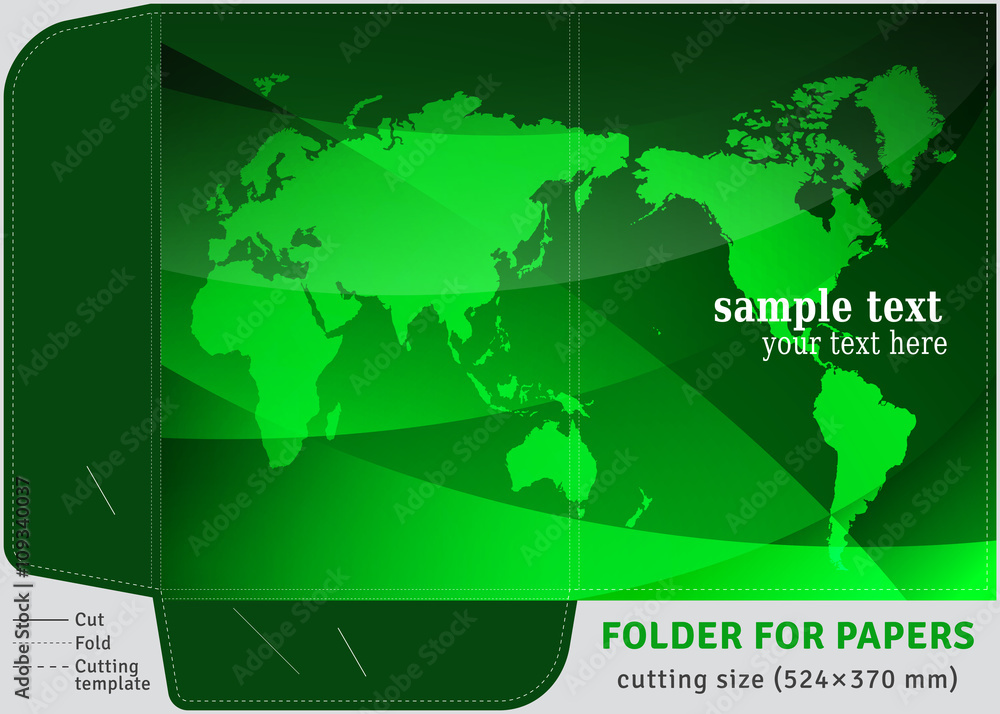 Template cardboard folder for papers sheets of A4, cutting size (524×370 mm) Template cardboard folder for papers sheets of A4, cutting size (524×370 mm)