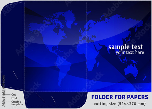  Template cardboard folder for papers sheets of A4, cutting size (524×370 mm)
