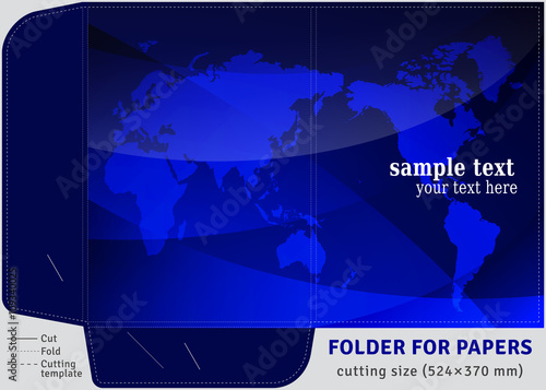  Template cardboard folder for papers sheets of A4, cutting size (524×370 mm)