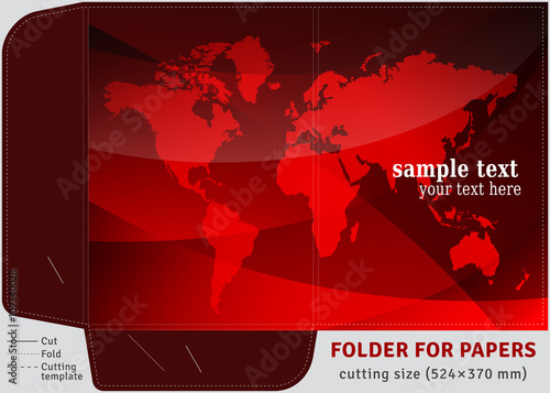  Template cardboard folder for papers sheets of A4, cutting size (524×370 mm)