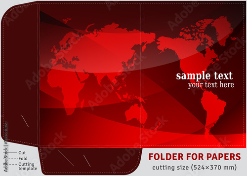  Template cardboard folder for papers sheets of A4, cutting size (524×370 mm)