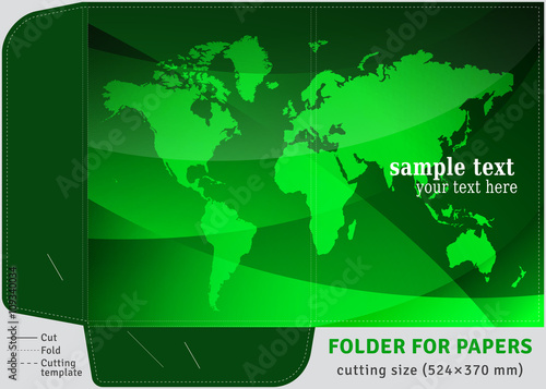  Template cardboard folder for papers sheets of A4, cutting size (524×370 mm)