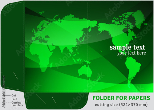  Template cardboard folder for papers sheets of A4, cutting size (524×370 mm)