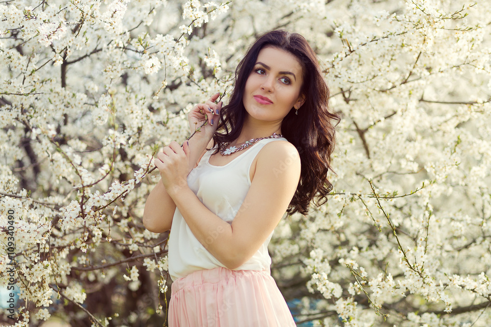 Beautiful woman in a spring park Beautiful woman in a spring park