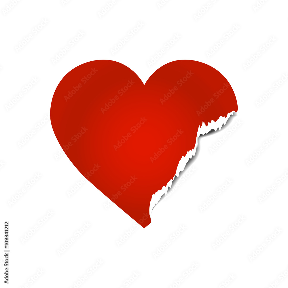Vector image of broken heart with ripped edge.